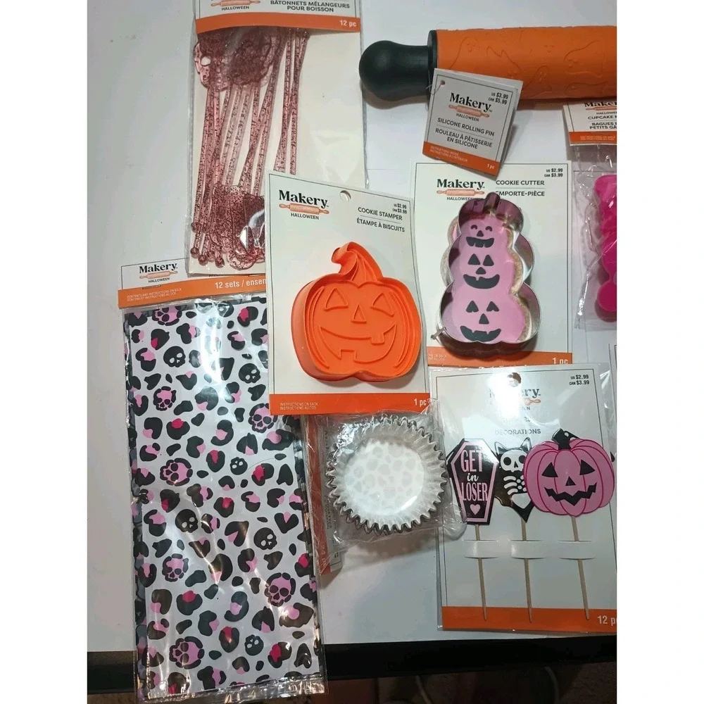 Lot of Halloween Makery Baking & Party Supplies - NIP - Rolling Pin, Cookie...